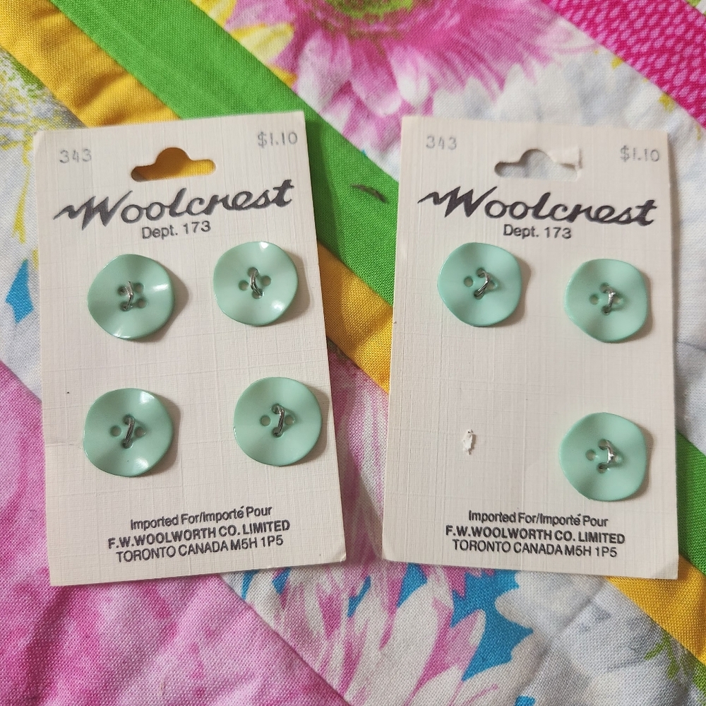 Vintage Woolcrest Light Green Button Collection